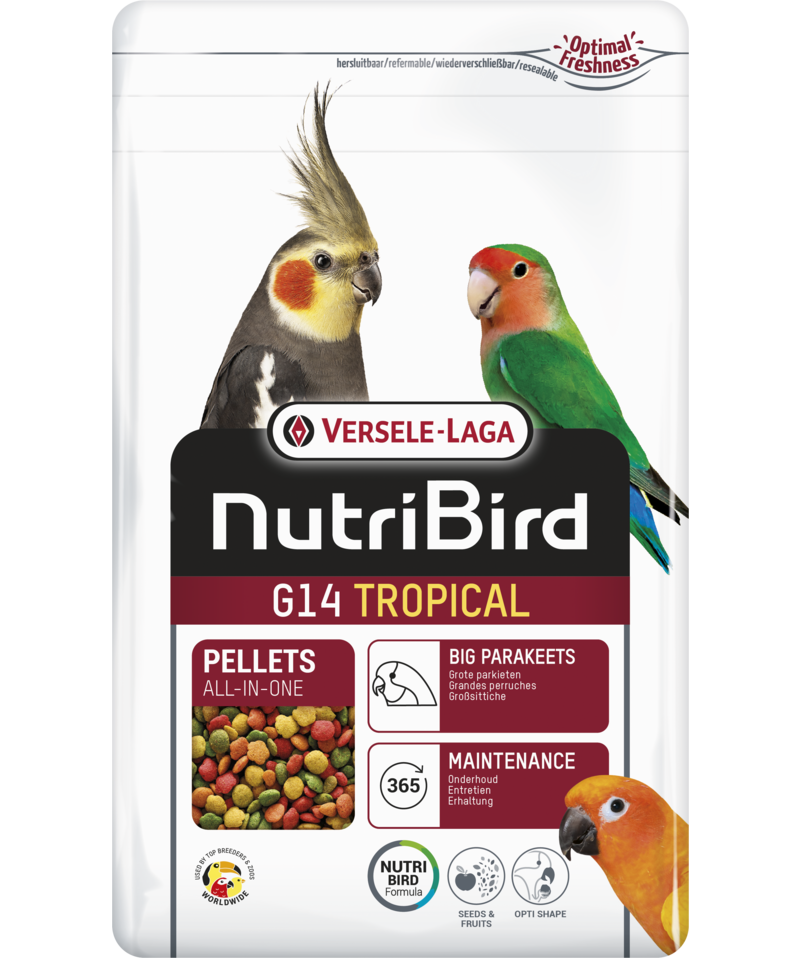 VL NutriBird G14 Tropical- extrudy pre stredne veľké papagáje s tropickým ovocím na denné kŕmenie 10 kg